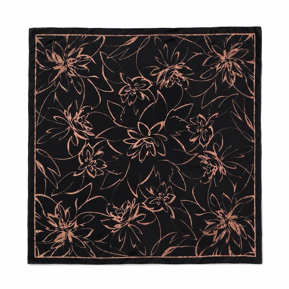 Black Velvet Burnout Floral Shawl Sheer Wrap Boho Evening Scarf 42x42 - Picture 2 of 5